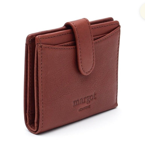 NWT Margot New York Lizzie SM Bifold Wallet Cognac Brown Leather 4.25"W x 3.75"H - Picture 2 of 12